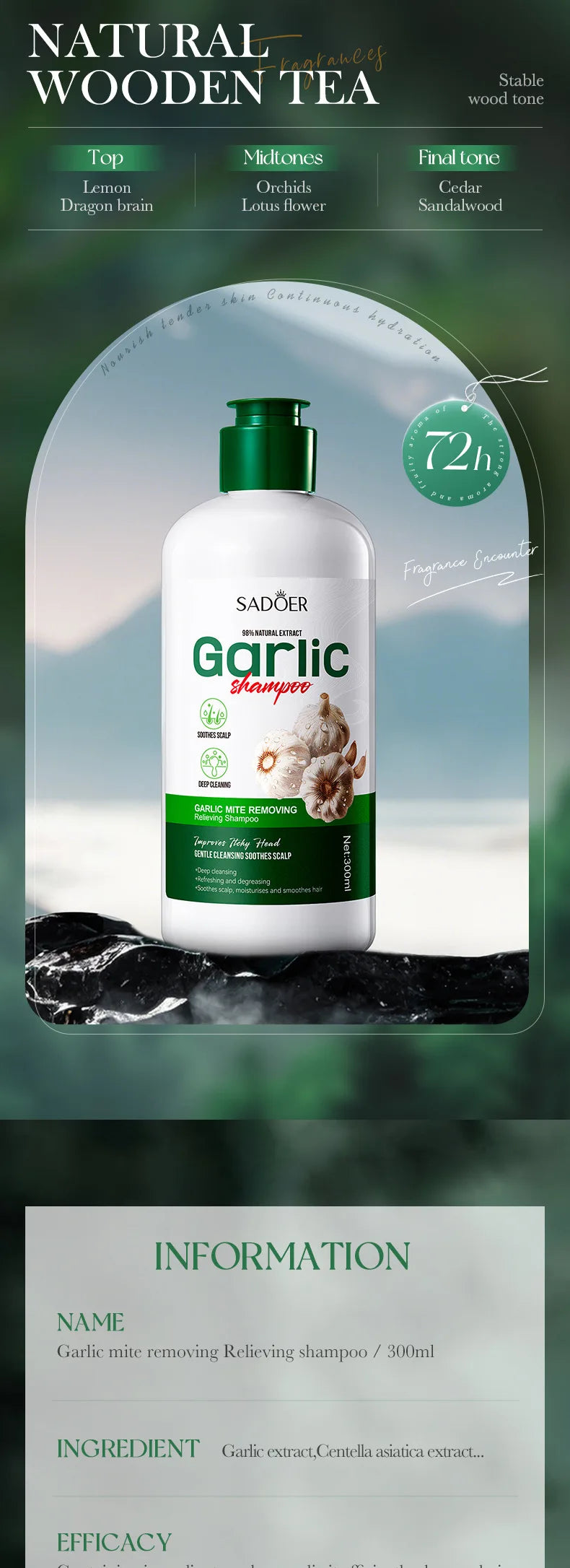 Garlic Anti-Mite Shampoo - Deep cleansing scalp care, specially designed for dandruff and itchy scalps.