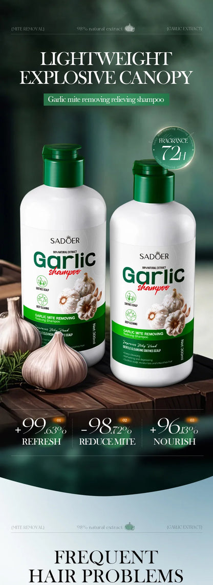 Garlic Anti-Mite Shampoo - Deep cleansing scalp care, specially designed for dandruff and itchy scalps.