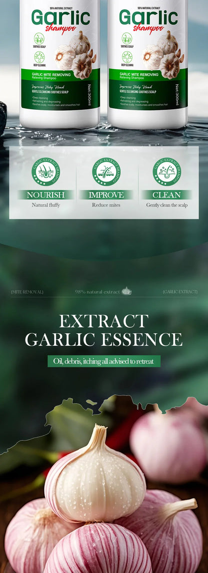 Garlic Anti-Mite Shampoo - Deep cleansing scalp care, specially designed for dandruff and itchy scalps.